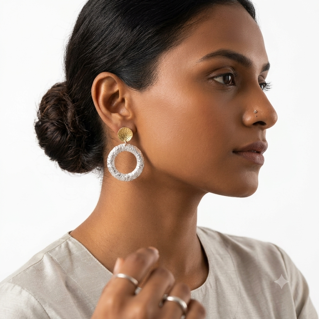 Textured Two-Tone Hoop Earrings