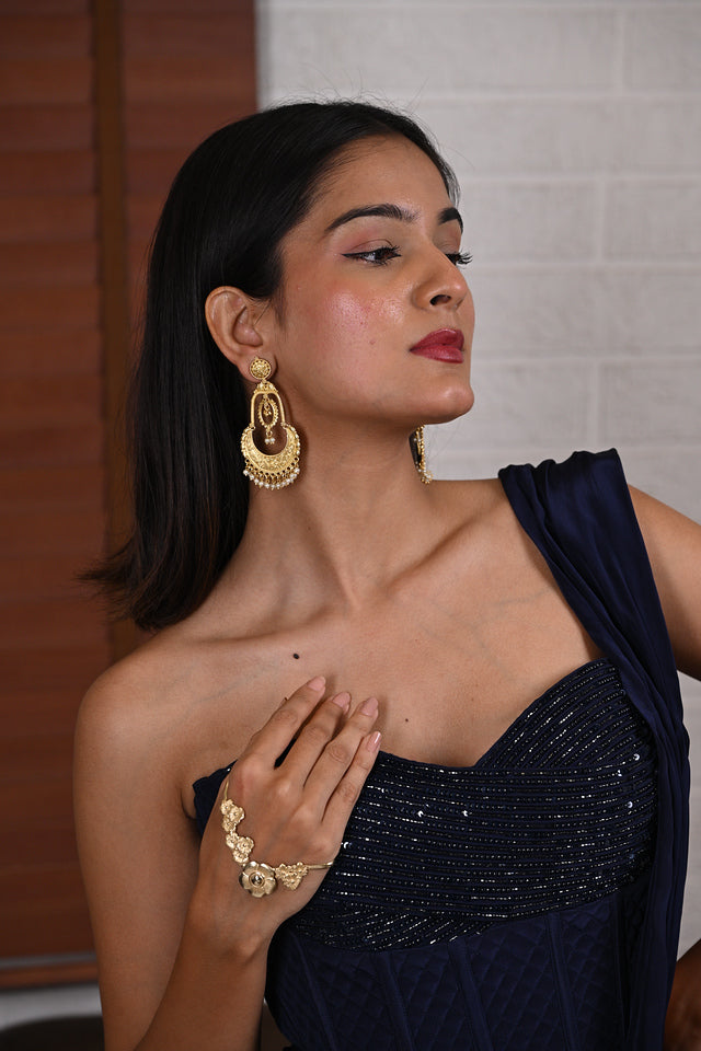 Kundan Pearl Chandelier Earrings