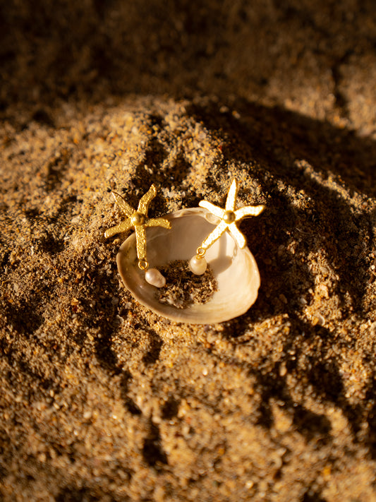 Starfish Earrings with Pearls