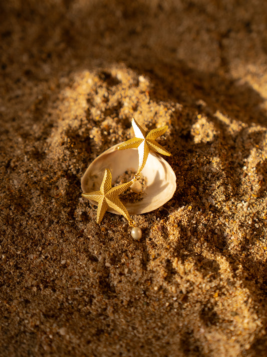 Special Starfish Earrings with Pearls