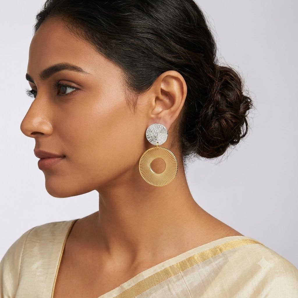 Silver & Gold Filigree Dangle Earrings
