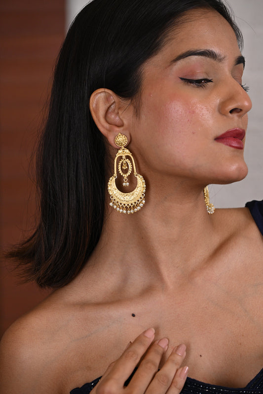 Kundan Pearl Chandelier Earrings